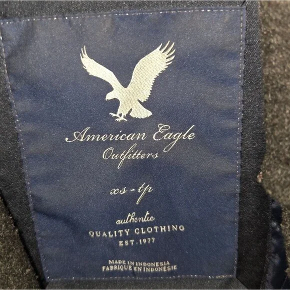 American Eagle Wool Blend Insulated Charcoal Gray Winter Jacket Coat - Picture 5 of 9